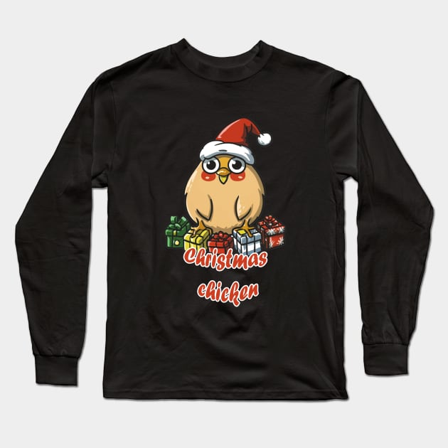 Chicken Merry Christmas Long Sleeve T-Shirt by BukovskyART